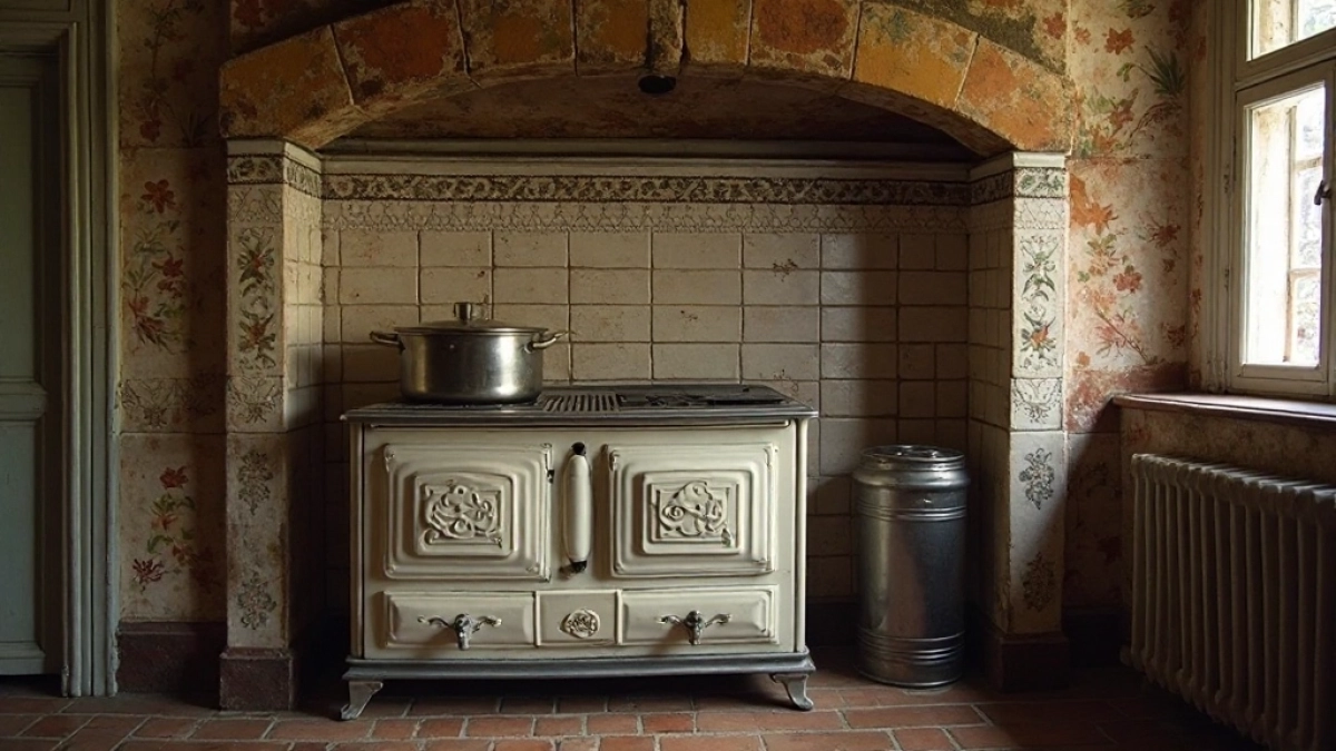 piec kaflowy kuchenny stary