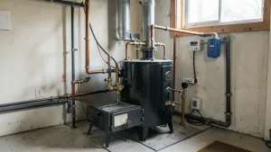 Schemat podłączenia pieca węglowego w układzie otwartym